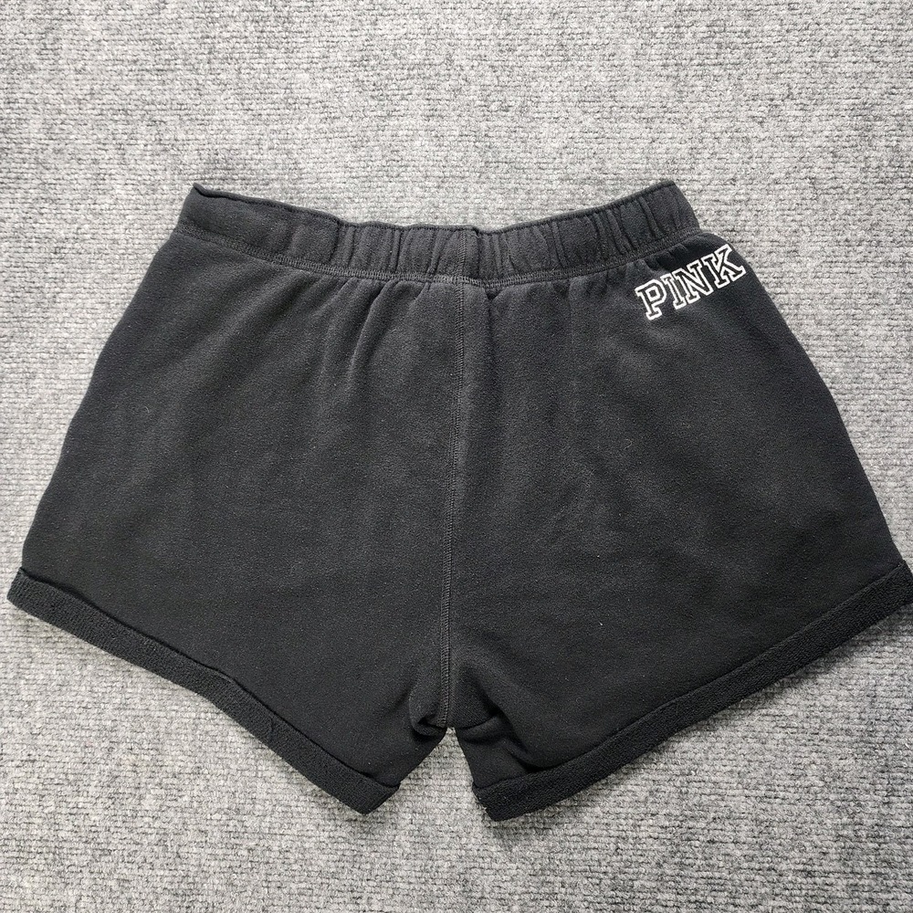 VICTORIAS SECRET PINK Shorts S Black‎ BLING Hawaii Rhinestone Sparkly Logo Y2K - Picture 3 of 9